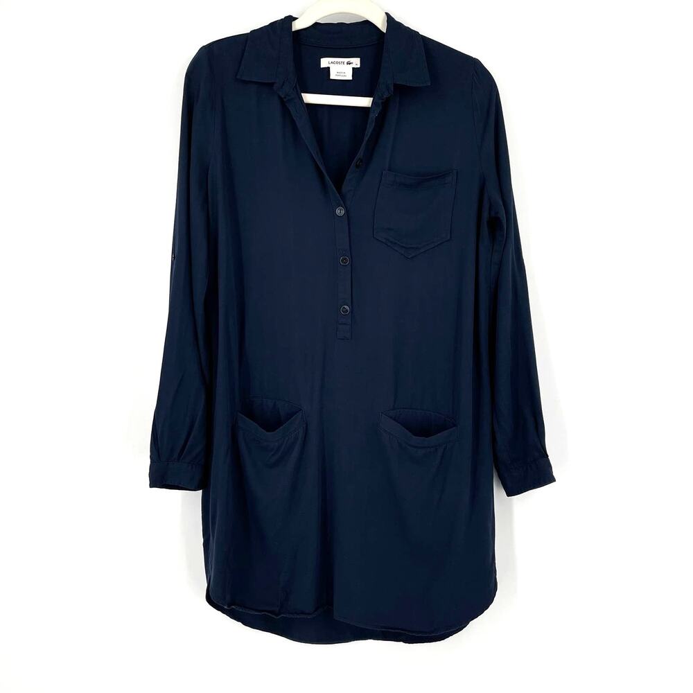 Lacoste Devanlay Long Sleeve Shirt‎ Dress Navy Blue Size 40